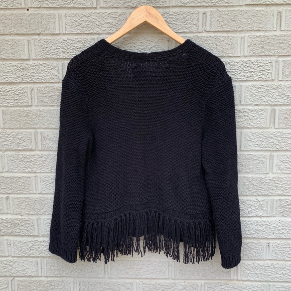 Leo & Sage Black Fringe Knit Jacket - Picture 7 of 8